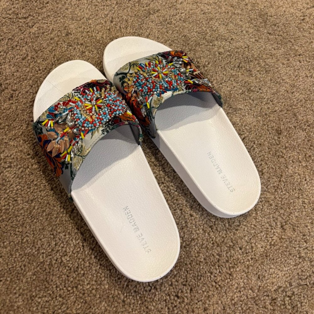 Steve Madden SPARK Beaded Slides 8 women's multicolored beautiful floral - Picture 3 of 8